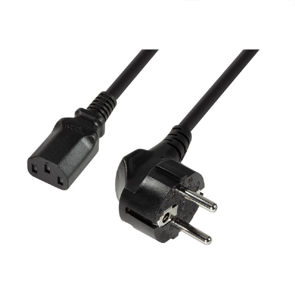 LogiLink CP095 Schutzkontaktstecker 90° auf Kaltgerätebuchse IEC C13 schwarz 3m