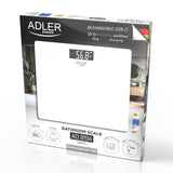 Adler AD 8194W Personenwaage Digital bis 180 kg, USB-C Akku Waage mit LCD Display, 100 g Genauigkeit, Glaswaage für Bad & Körpergewicht, Weiß