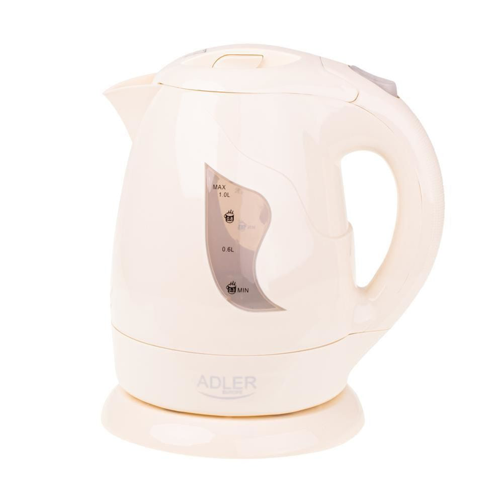 Adler AD 08 Kabelloser Mini-Wasserkocher in Beige, 1 Liter, 850 Watt, für Reisen