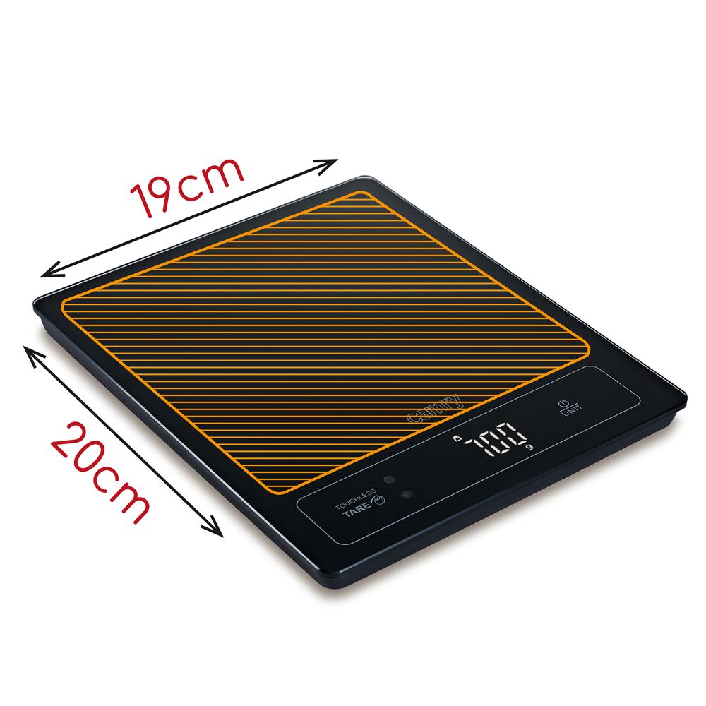 Camry CR 3175 digitale Küchenwaage mit 15 kg Kapazität, LED-Anzeige und Gesten-Tara, schwarz