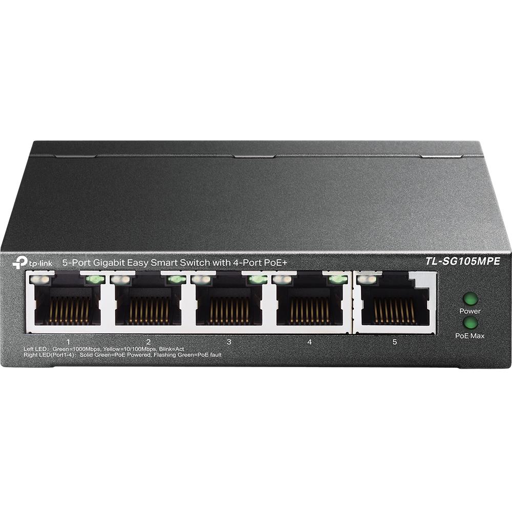TP-Link TL-SG105MPE Easy Smart Switch – 5-Port Gigabit, 4x PoE+, 120 W, lüfterlos, Metallgehäuse