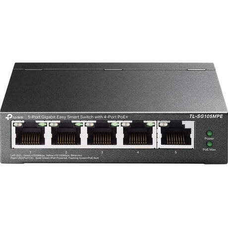 TP-Link TL-SG105MPE Easy Smart Switch – 5-Port Gigabit, 4x PoE+, 120 W, lüfterlos, Metallgehäuse