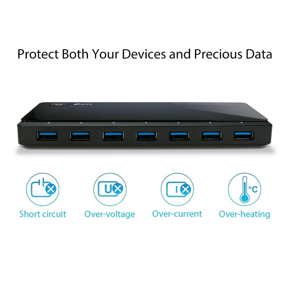 TP-Link UH720 7-Port USB 3.0 Hub 2 Ladeports schwarz