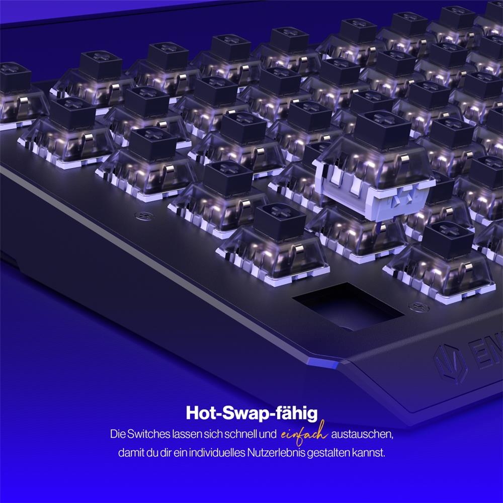 ENDORFY Thock 75% Wireless DE Kailh Box Black Pudding, Tastatur, Schwarz, Beleuchtet, Kabellos, DE-Layout