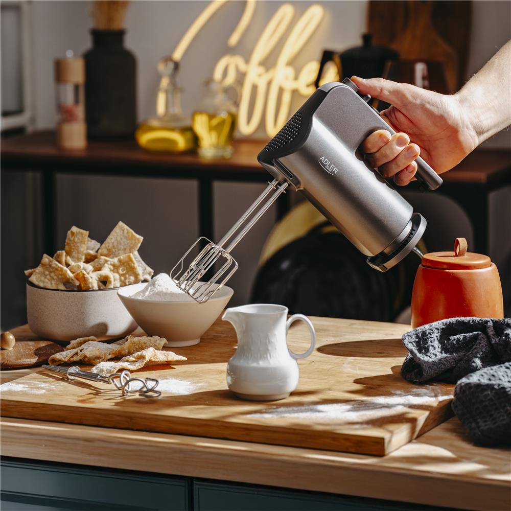 Adler AD 4230 Handmixer 5 Geschwindigkeiten Turbo Mixer Knethaken schwarz
