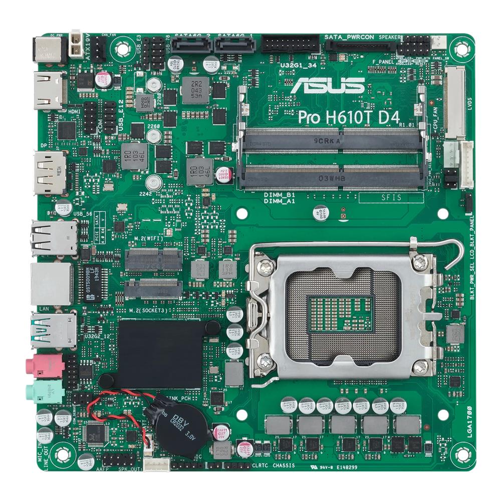 ASUS Pro H610T D4-CSM Business-Mainboard Sockel Intel LGA 1700 Thin Mini-ITX PCIe 4.0 DDR4 HDMI DP