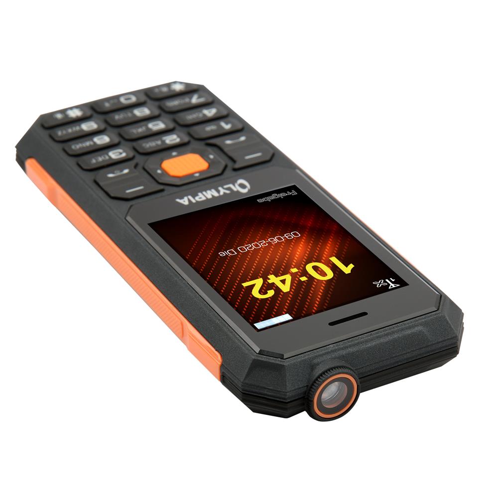 Olympia Mobiltelefon Active Outdoor - Robustes Outdoorhandy, wasserfest und staubgeschützt, Schwarz/Orange