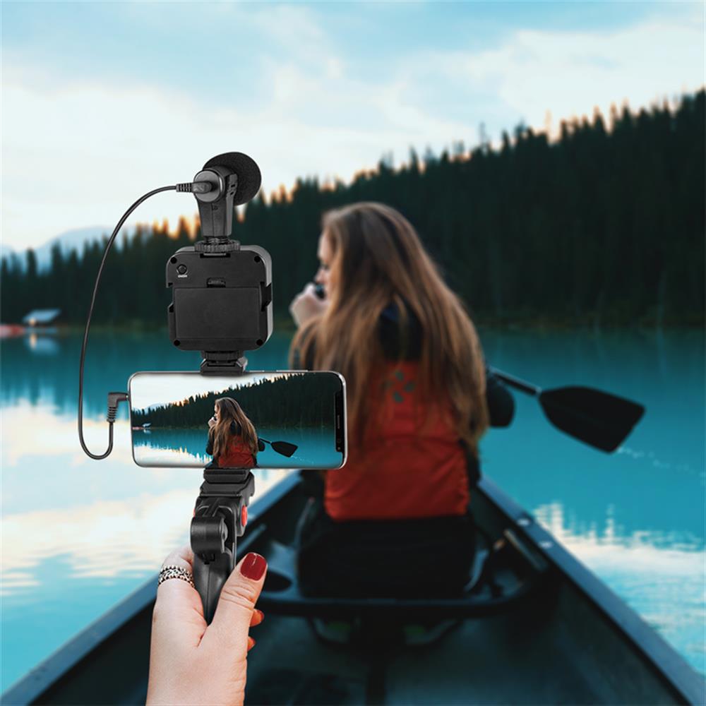 LogiLink Vlogger Kit für Smartphones mit LED Licht Mikrofon Stativ