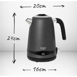 Adler AD 1295 Wasserkocher 1,7L mit LCD Display Temperaturregelung grau