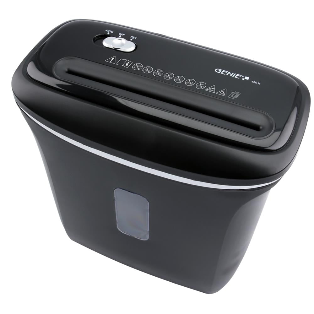 GENIE 480 X Aktenvernichter 8 Blatt Partikelschnitt Sicherheitsstufe P-4 Schwarz