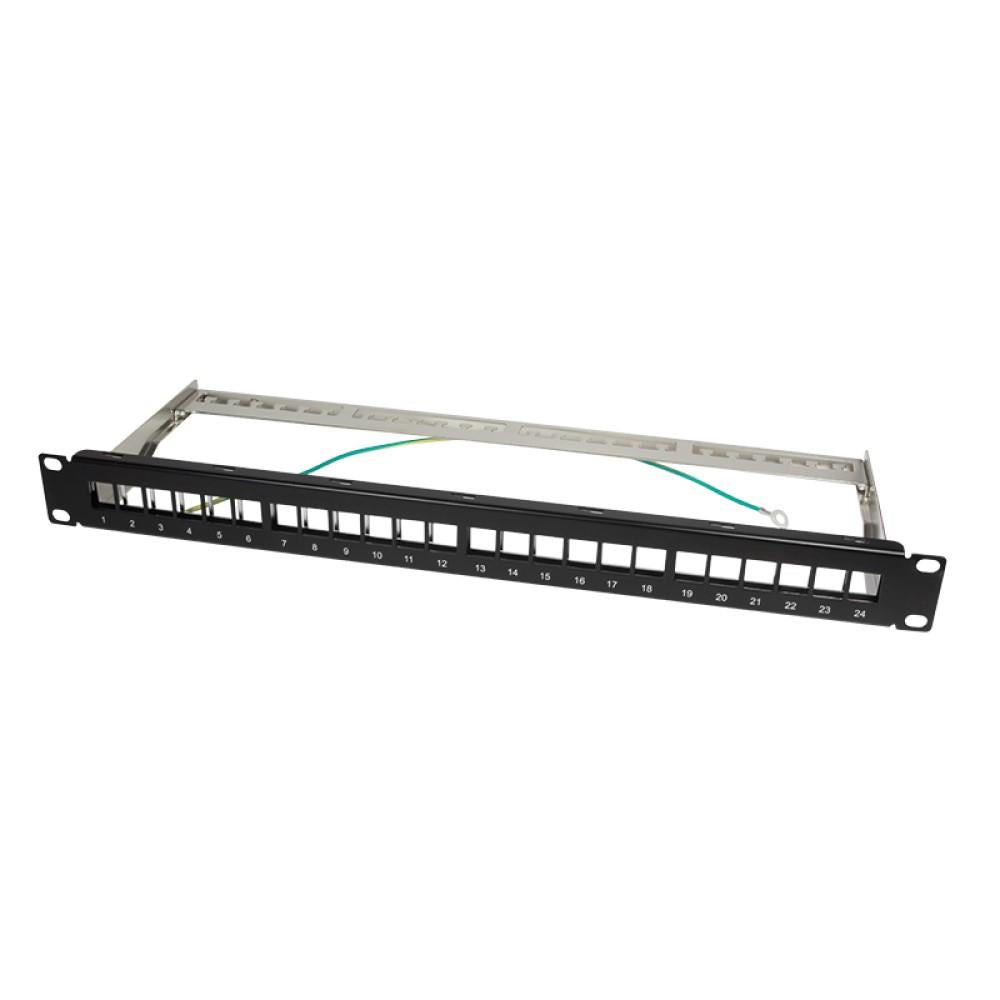 LogiLink Keystone Patchpanel für 24 Keystone Buchsen, 1 HE, unbestückt, schwarz