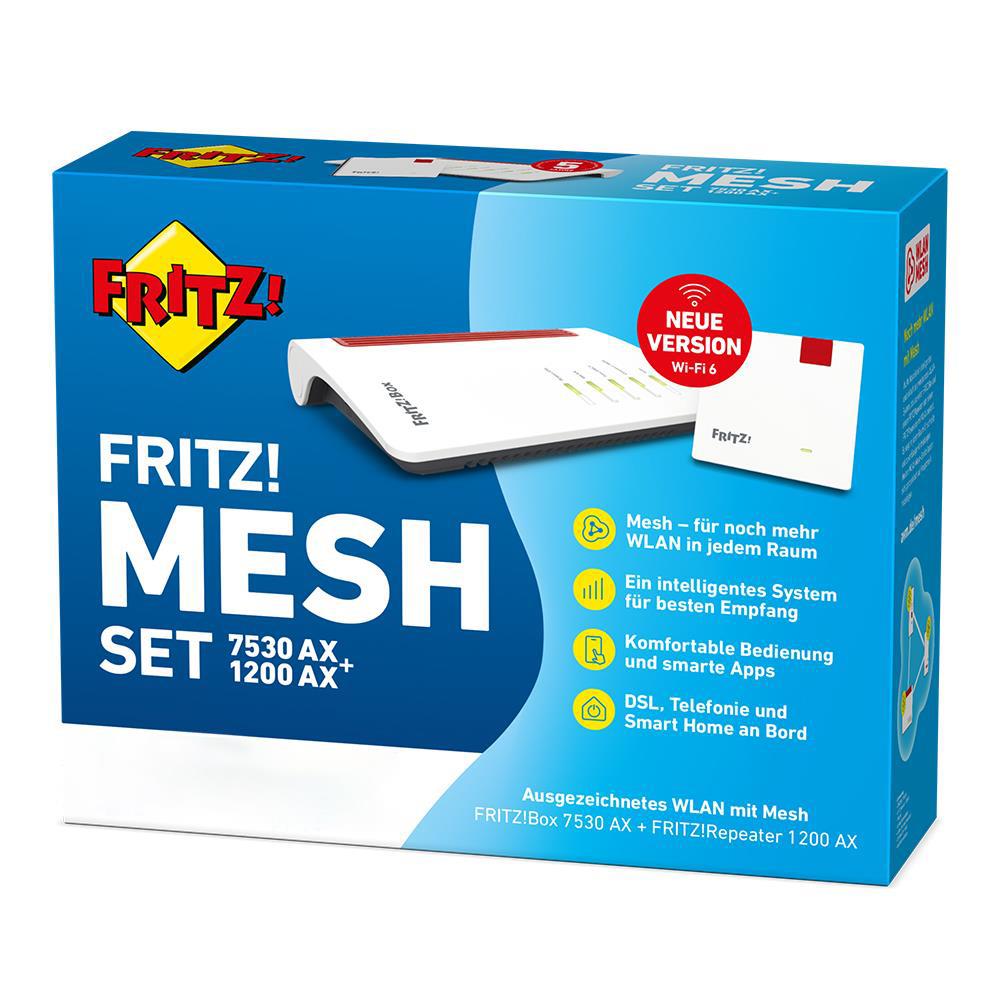 FRITZ! Mesh Set 7530 AX + 1200 AX – WLAN-Komplettlösung mit Wi-Fi 6 & Mesh-Technologie