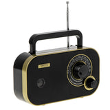 Camry CR 1910g tragbares Radio, FM/AM Kofferradio mit 2 W Lautsprecher, Netz- und Batteriebetrieb, 3,5 mm Kopfhöreranschluss, Teleskopantenne, schwarz/gold