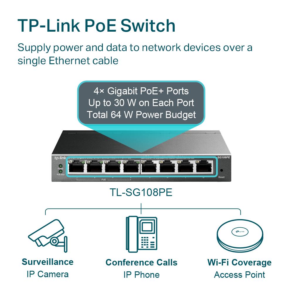 TP-Link TL-SG108PE 8-Port-Gigabit-Smart-Switch 4 PoE