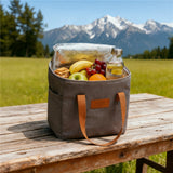 Adler AD 4536 Thermo Kühltasche 10 L, Lunchbag Isoliertasche für Arbeit, Schule, Picknick, Reise & Outdoor, mit Reißverschluss und Außentaschen, Grau