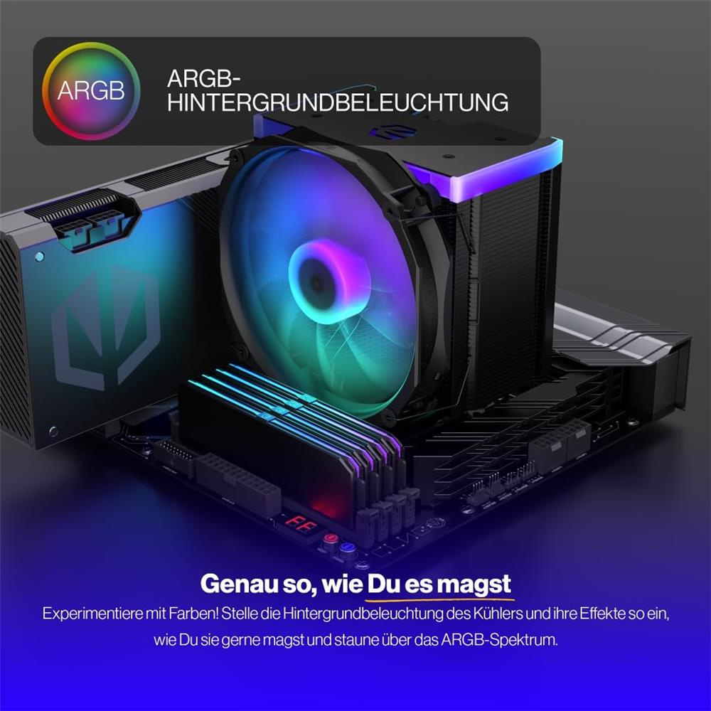 ENDORFY Fortis 5 Black ARGB CPU-Kühler, Beleuchtet, inklusive Wärmeleitpaste | EY3A014