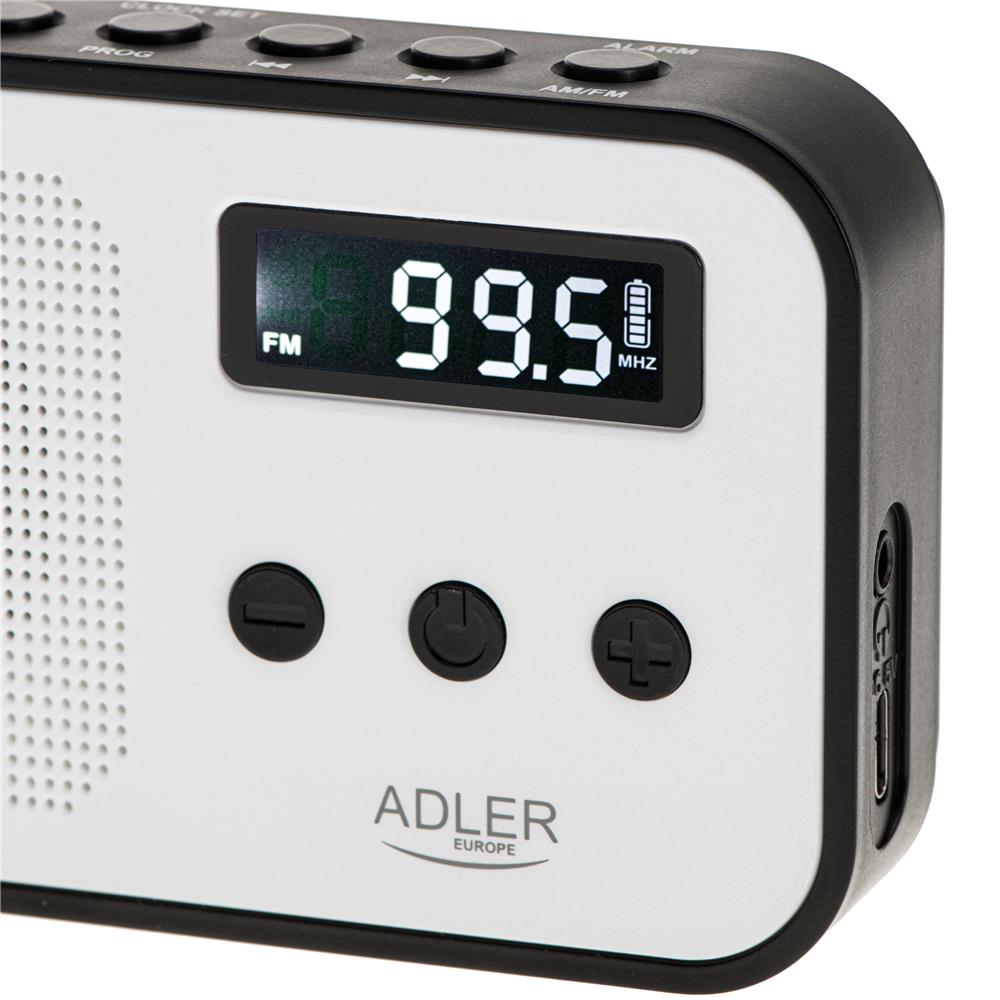 Adler AD 1907 PLL AM/FM-Digitalradio modernes Radio USB C Wecker weiß schwarz