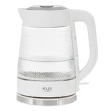 Adler AD 1306 Glas-Wasserkocher mit LED-Beleuchtung, 1,8 L, 2200 W, weiß