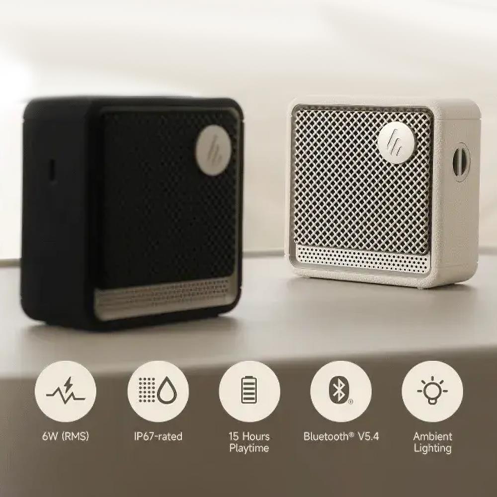 Edifier ES20 Bluetooth Lautsprecher, Schwarz - RGB-Ambientebeleuchtung, bis zu 15h Akku, wasserdicht IP67