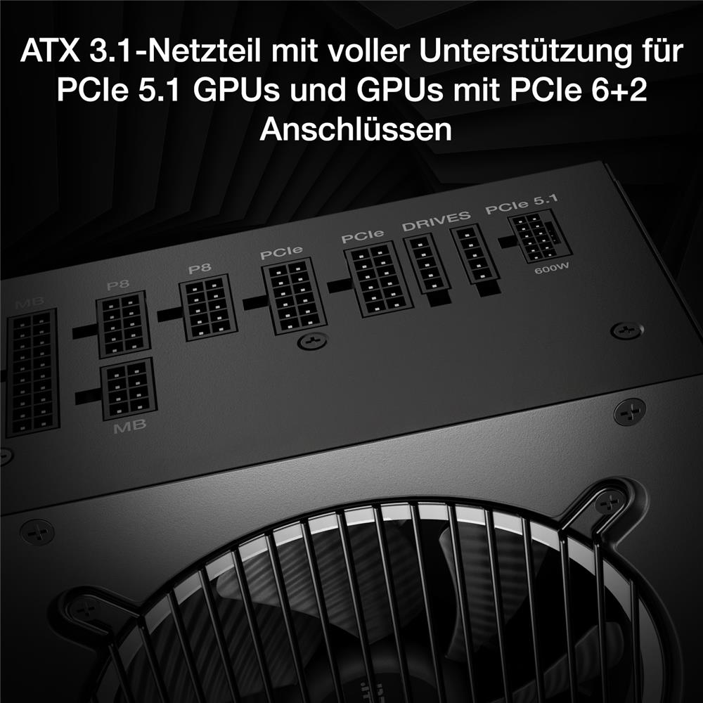 be quiet! Pure Power 13 M 850W Netzteil 80 PLUS® Gold Effizienz ATX 3.1-Netzteil für PCIe 5.1 GPUs 120mm Lüfter