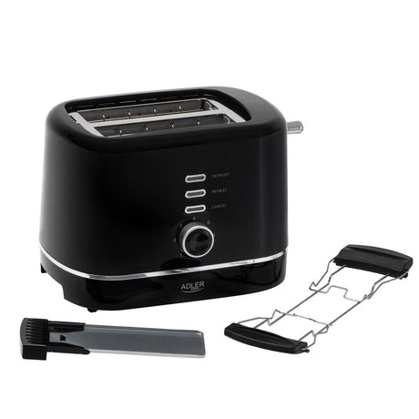 Adler AD 3224 Toaster Schwarz mit Brötchenaufsatz und 7 Stufen