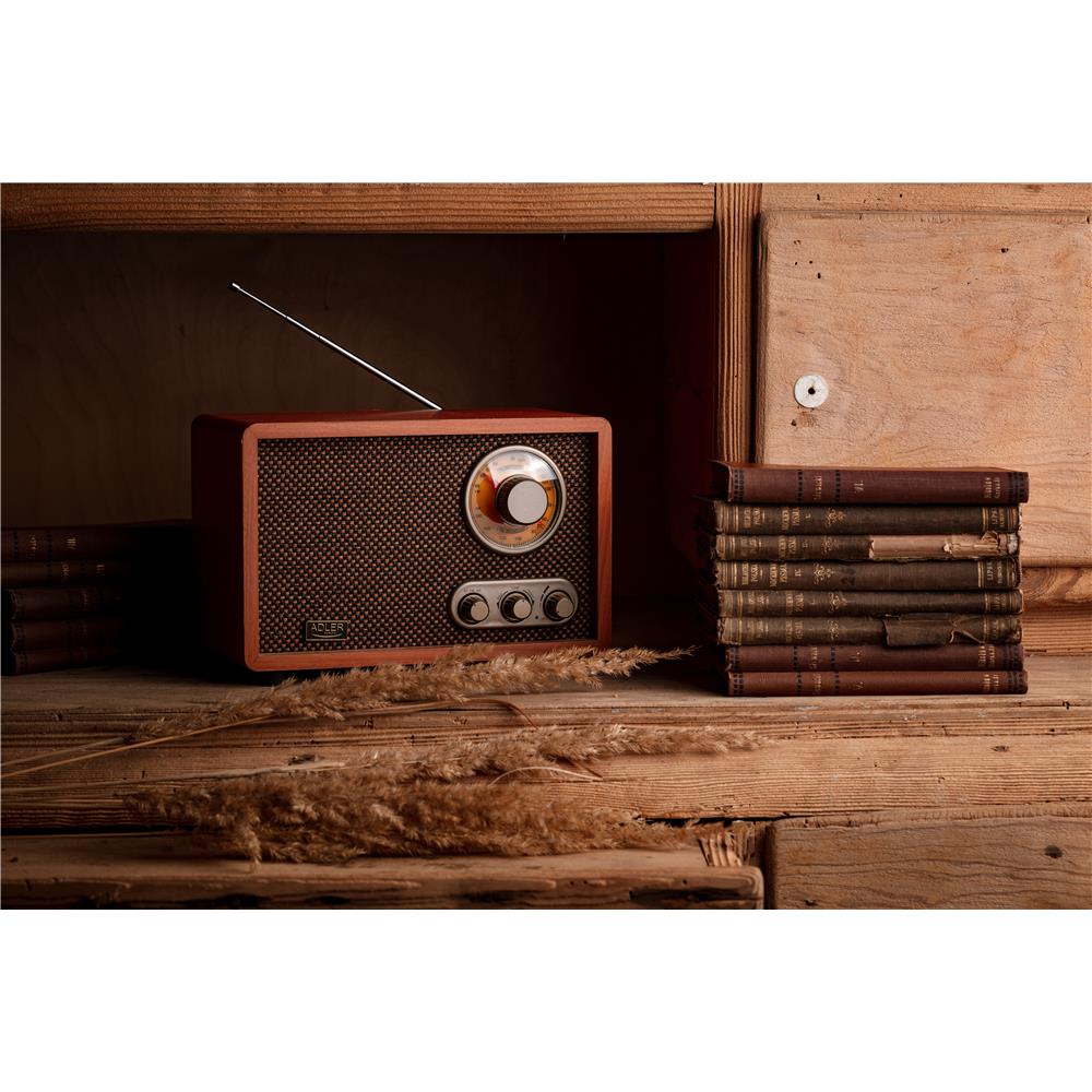 Adler AD 1171 Retro Holz Design Radio Bluetooth Style Look analoge Frequenzanzeige UKW braun Vintage