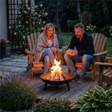 Adler AD 6819 Feuerschale Garten 58 cm, Stahl Feuerstelle Outdoor für Holz & Briketts, runde Gartenschale mit Griffen, 3 Standbeinen, hitzebeständig bis 500 °C, Matt