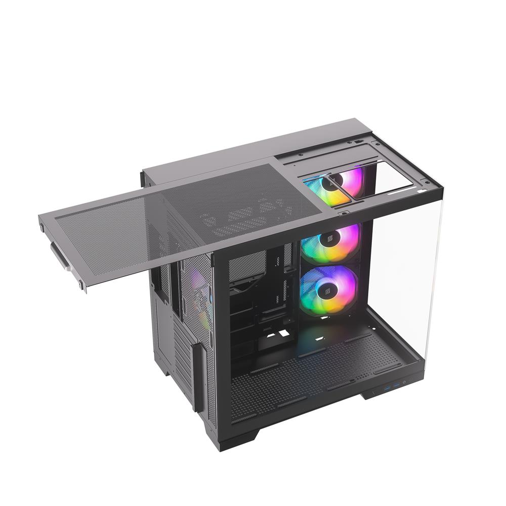 Silentware View A-RGB Black – Showcase Midi Tower mit Glasfront, Glas-Seitenfenster & 4 RGB Lüftern