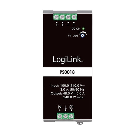LogiLink Hutschienen-Netzteil – 240 W, 48 V, für TS-35 DIN Rail