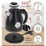 Camry CR 1344b Retro Wasserkocher mit Thermometer, 1,7 L Edelstahl Wasserkocher mit analoger Temperaturanzeige, 360° Basis, Kalkfilter, Teekocher für Tee, Kaffee, Schwarz