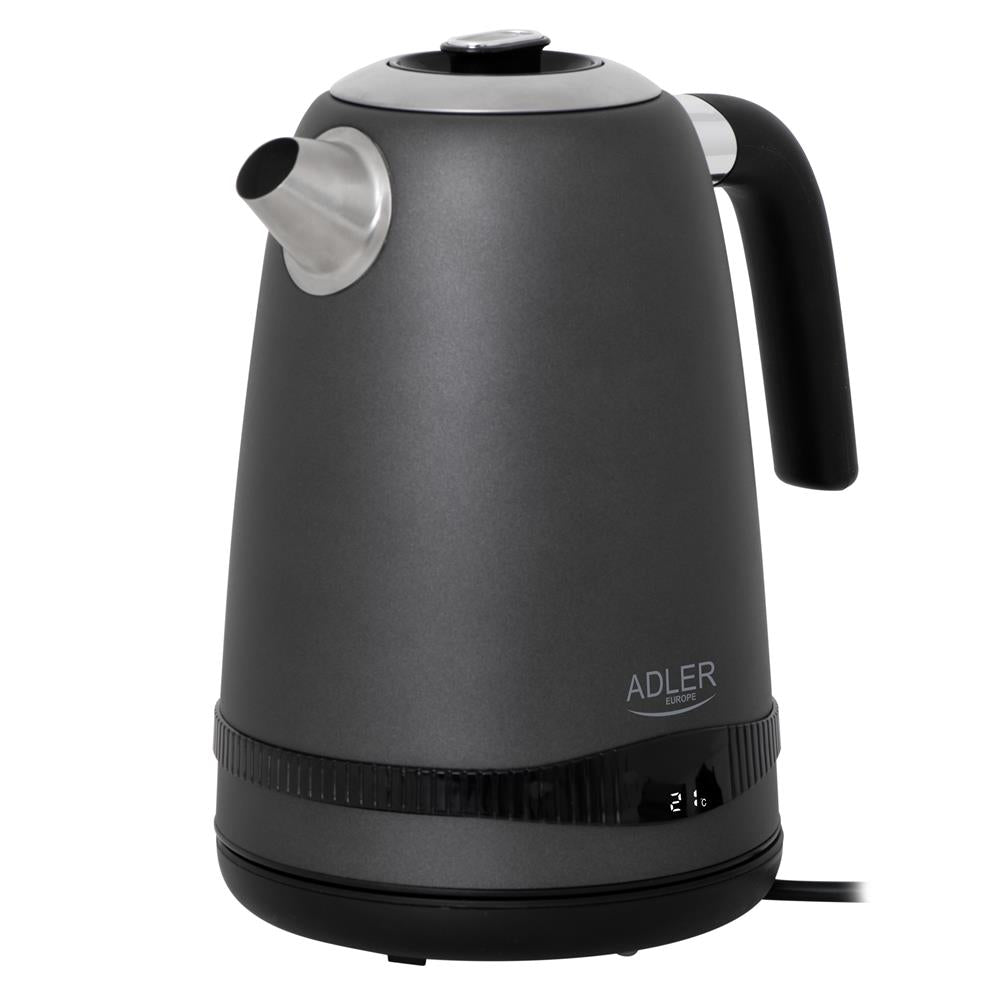 Adler AD 1295 Wasserkocher 1,7L mit LCD Display Temperaturregelung grau