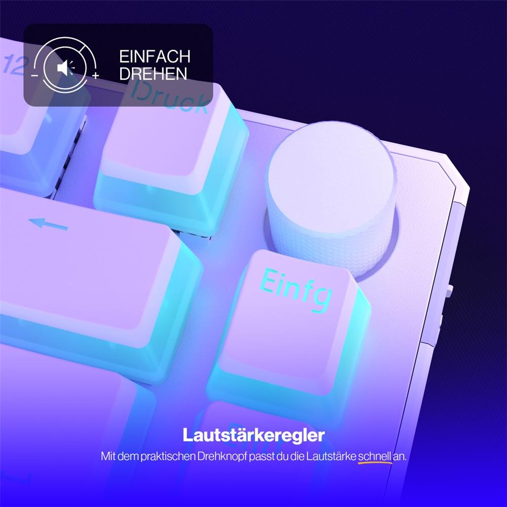 ENDORFY Thock 75% Wireless DE Kailh Box Black Onyx White Pudding, Tastatur, Weiß, DE-Layout, Kabellos, Beleuchtet
