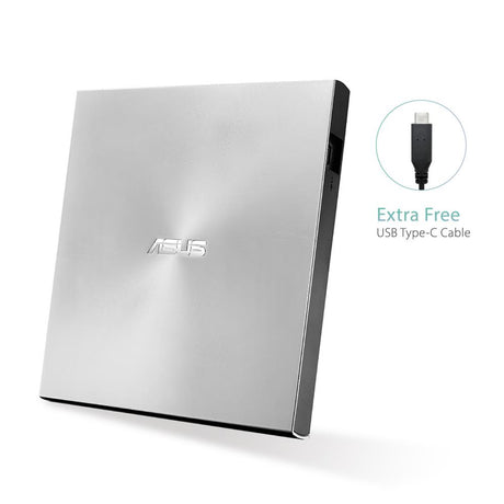 ASUS ZenDrive U9M USB-C externer Ultra SLIM DVD Brenner in Silber inkl. USB-C Kabel