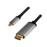 LogiLink USB 3.2 Gen1 Type-C-Kabel, C/M zu HDMI/M, 4K, Alu, schwarz/grau, 1,8 m