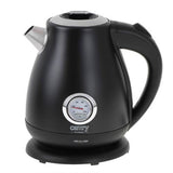 Camry CR 1344b Retro Wasserkocher mit Thermometer, 1,7 L Edelstahl Wasserkocher mit analoger Temperaturanzeige, 360° Basis, Kalkfilter, Teekocher für Tee, Kaffee, Schwarz