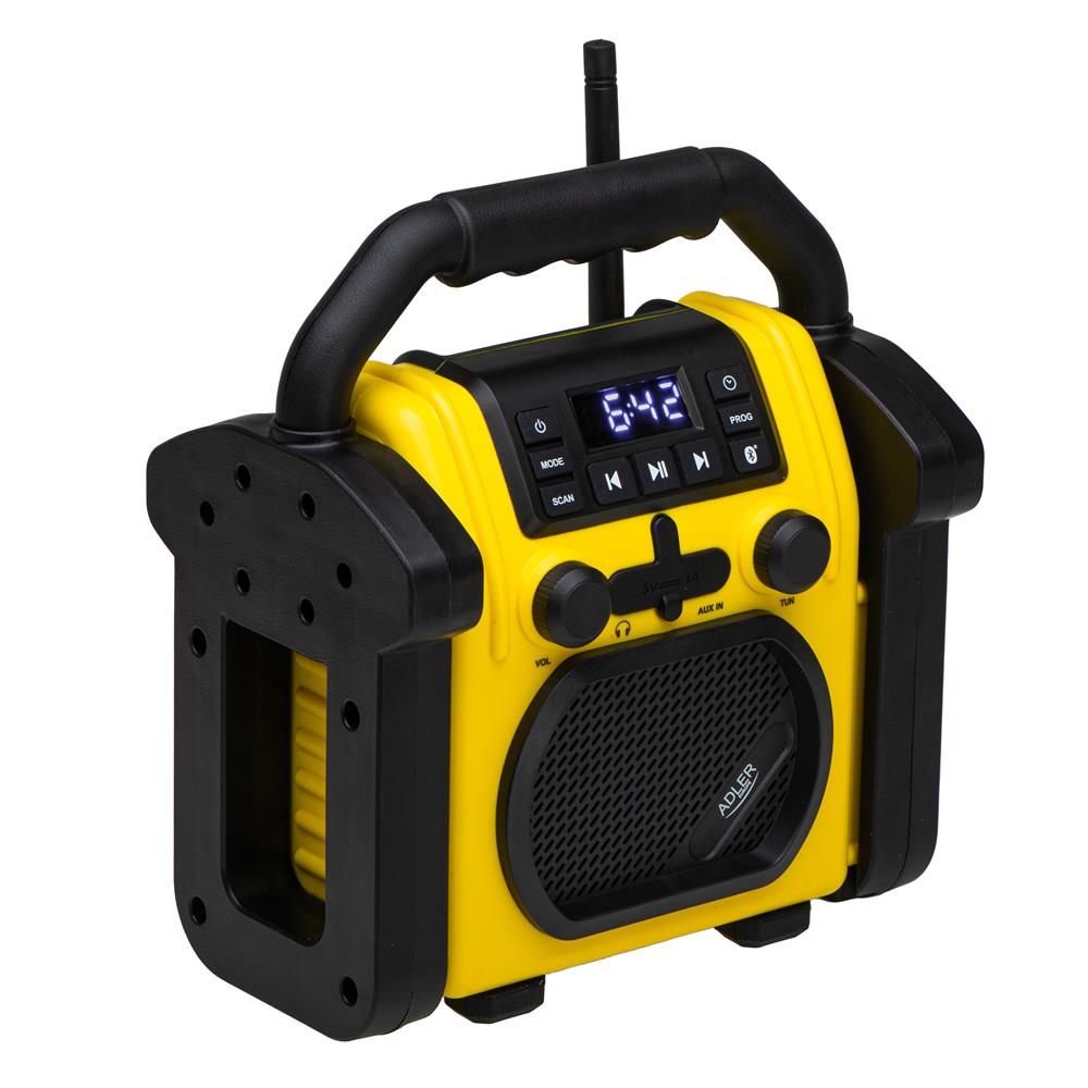 Adler AD 1911 Baustellenradio mit Bluetooth AUX wasserdicht gelb schwarz