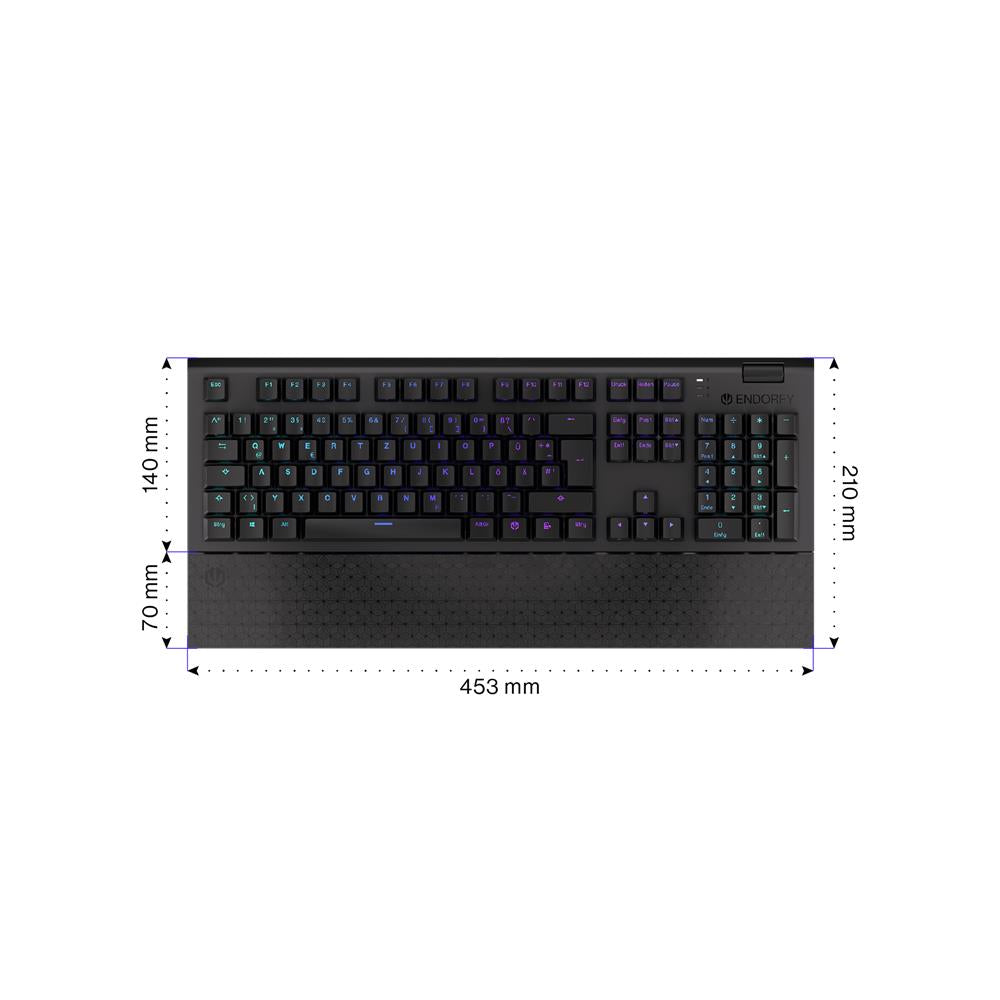 ENDORFY Omnis (schwarz, DE-Layout, Kailh RGB Red), Tastatur, Beleuchtet, Kabellos, Handauflage