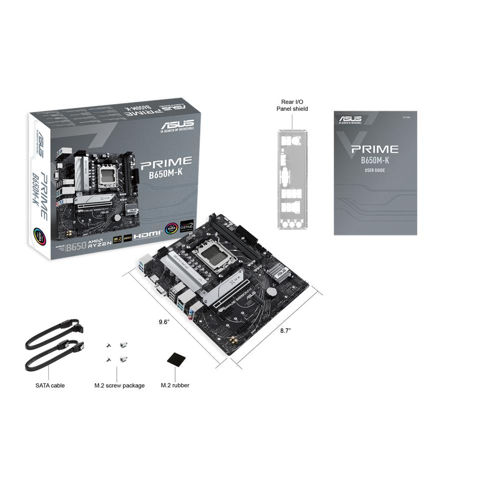 ASUS Prime B650M-K Mainboard Sockel AMD AM5 (Ryzen 7000, micro-ATX, DDR5, PCIe 5.0, BIOS Flashback)