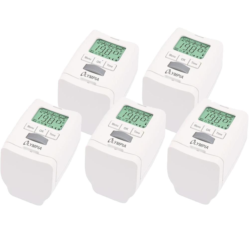 Olympia HT 430‑22 Heizkörperthermostat – Energiespar-Thermostat programmierbar (5er Set)