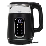 Adler AD 1305 Glas-Wasserkocher mit Temperaturregelung, LED-Anzeige, 1,7 L, 2200 W