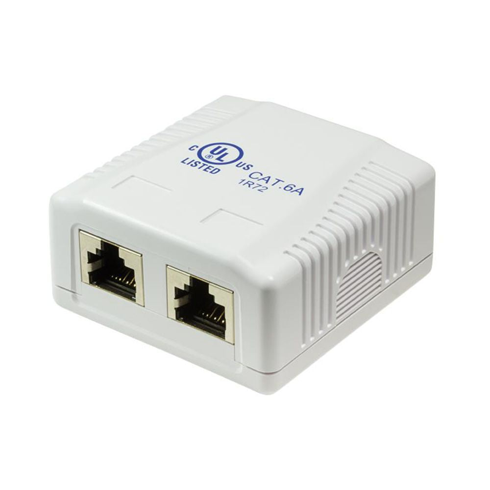 LogiLink Anschlussdose Cat.6A für Aufputz, 2 x RJ45, geschirmt, Weiß