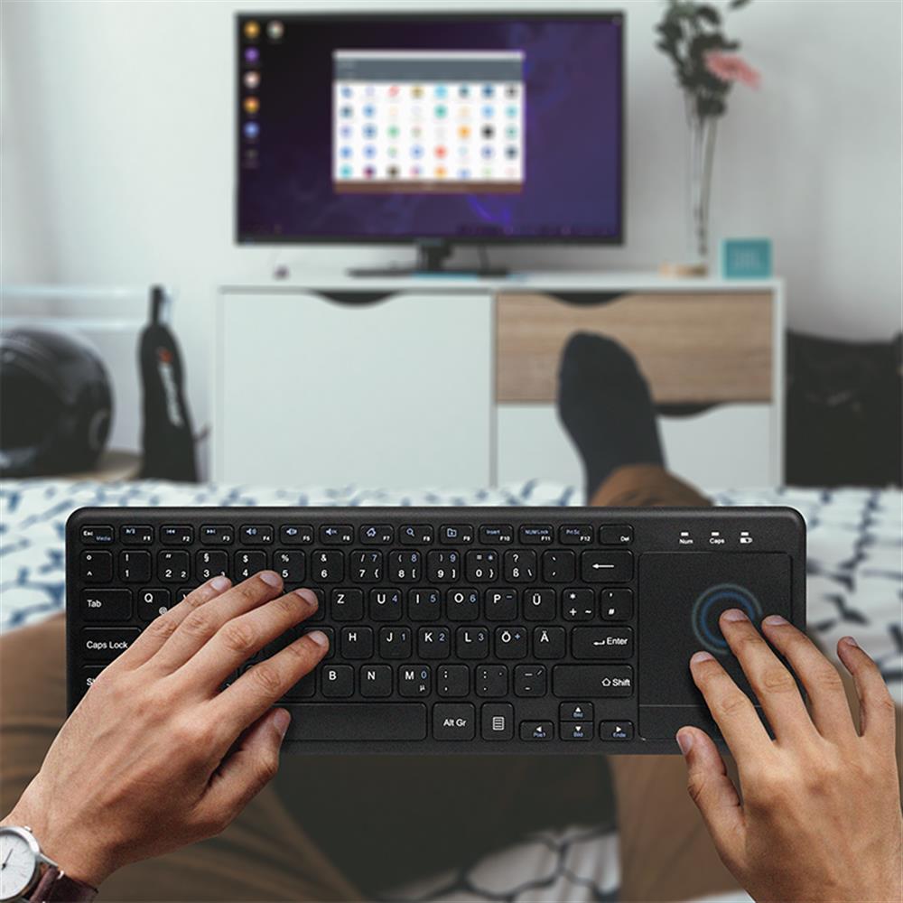 LogiLink Kabellose Tastatur 2,4 GHz mit integriertem Touchpad für Smart-TV und PC
