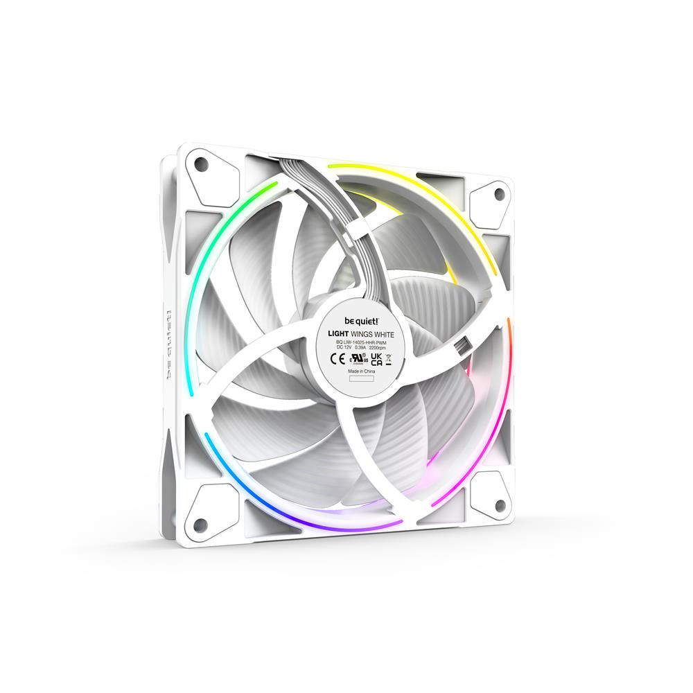 be quiet! Light Wings White 140mm PWM high-speed 3er Pack 4-pin Gehäuselüfter mit ARGB-Beleuchtung