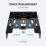 GRAUGEAR Einbaurahmen Frontblende 3x HDD SSD 2x 2,5" + 1x 3,5" auf 5,25" Einbauschacht