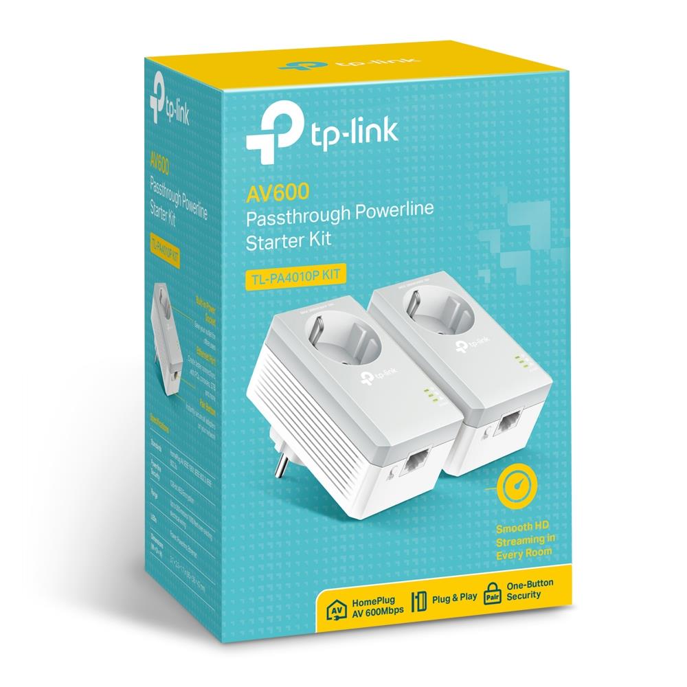 TP-Link TL-PA4010PKIT AV600-Powerline-Adapter KIT mit Steckdose 2er Set Plug-and-Play