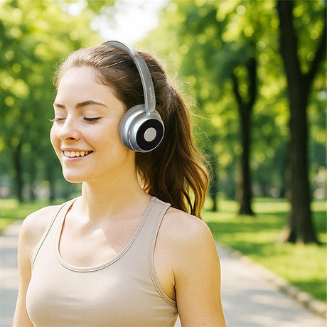 LogiLink AuraSolo Bluetooth 6.0 Headset, ANC, 20 Std. Akku, Silber