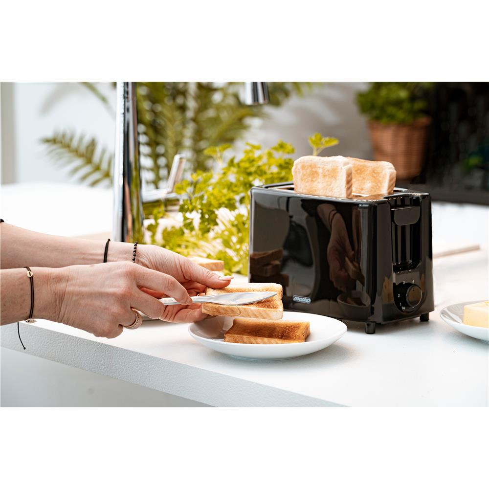 Mesko MS3220 2-Scheiben-Toaster Schwarz Brötchenaufsatz Bräunungsregler 900 Watt