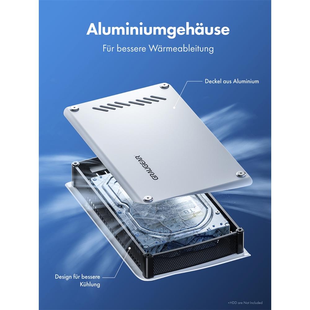 GRAUGEAR 4TB Externe Gaming-Festplatte, Aluminiumgehäuse, vorformatiert für PlayStation Konsole