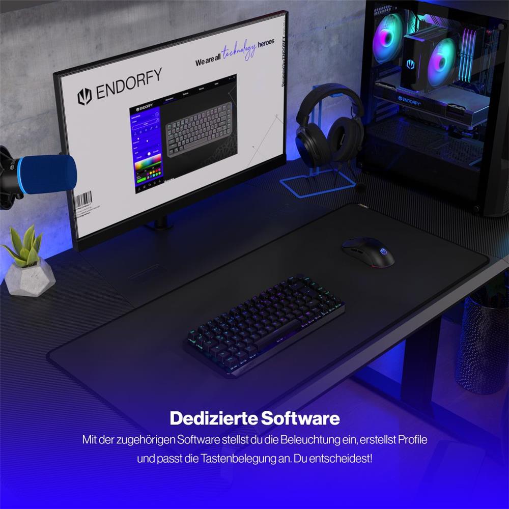 ENDORFY Thock 75 Prozent Wireless Tastatur DE Layout Kailh Box Red Schwarz