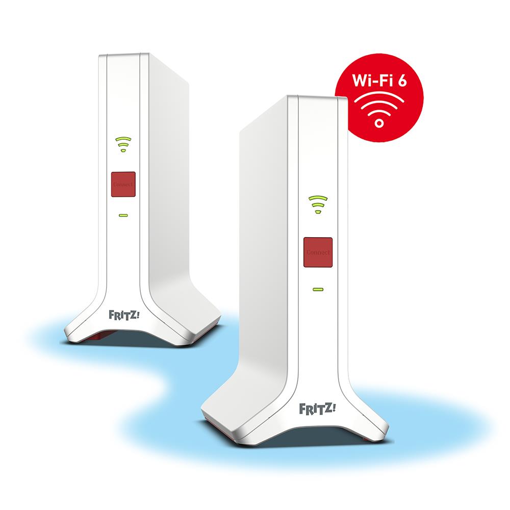 AVM FRITZ!Mesh Set 4200 2er-Set - Für bestes WLAN überall, Triband Wi-Fi 6 für ultraschnelle Leistung